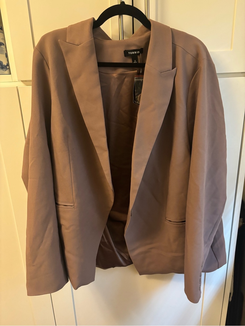 torrid brown open-front blazer jacket